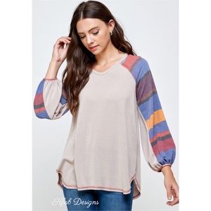 Women's Beige and Multicolor Top